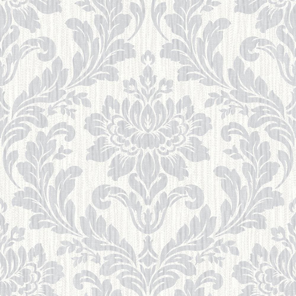 Galois Light Grey Damask Wallpaper Sample