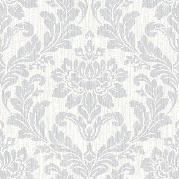 Galois Light Grey Damask Wallpaper Sample