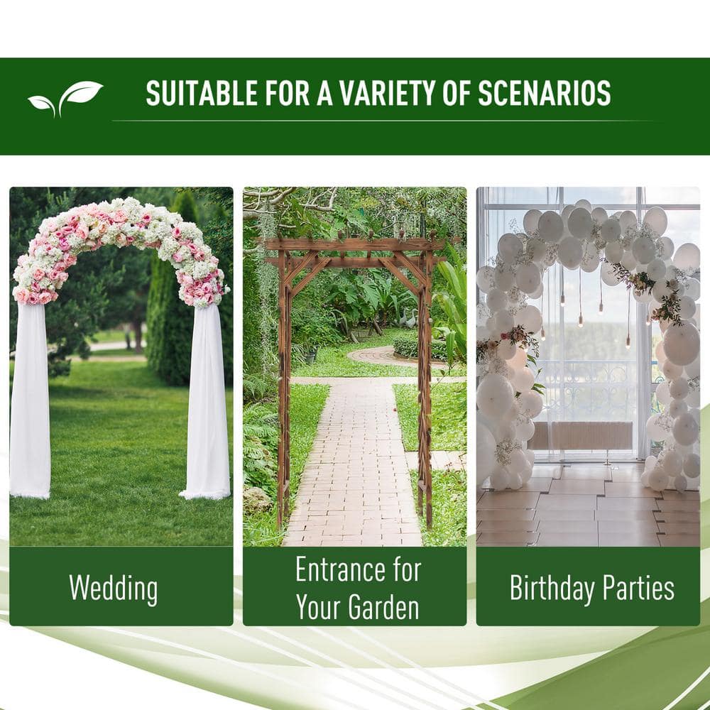 Natural Fir Wood Garden Arbor Arch Trellis with Pergola Roof