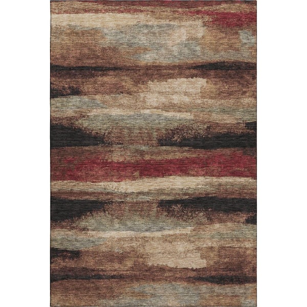 Mayfield Premium Machine Washable Abstract AMF942 Mocha 3 ft. x 5 ft. Area Rug