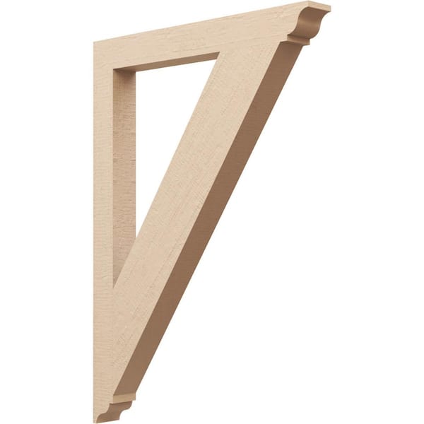 Ekena Millwork 3.5 in. x 44 in. x 32 in. Traditional Traditional Rough Cedar Woodgrain Timberthane Polyurethane Bracket, Primed Tan