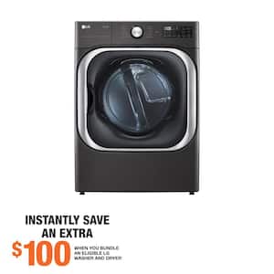 9.0 cu. ft. Vented SMART Stackable Gas Dryer in Black Steel with TurboSteam and Sensor Dry Technology