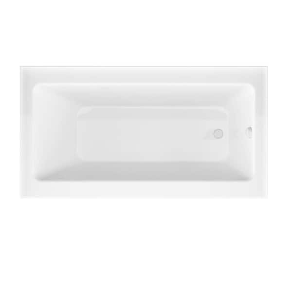 Amber Series 60 in. x 32 in. Rectangular Soaking Bathtub with Right Side Drain and Marine Grade Acrylic in Glossy White