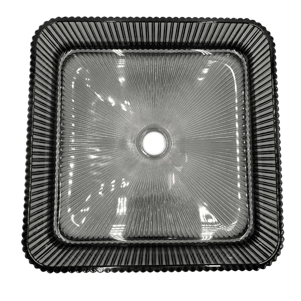 15'' Gray Tempered Glass Square Vessel Sink