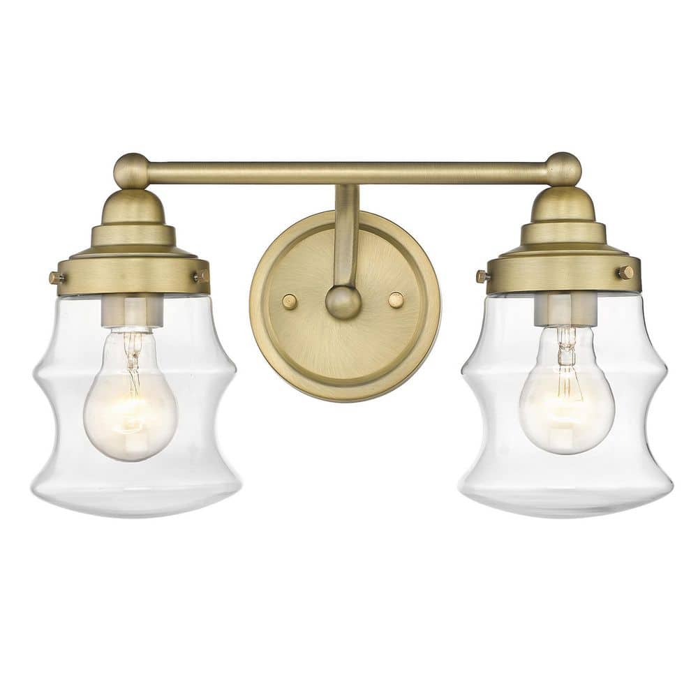 Keal 16 in. 2-Light Antique Brass Vanity Light with Clear Glass price history on PriceWatchPro