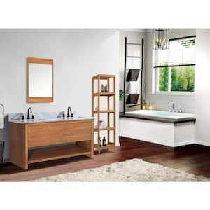 Kai 49 in. W x 22 in. D x 35 in. H Bath Vanity in Natural Teak with Marble Vanity Top in White and White Basin