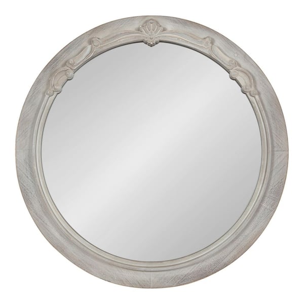 Kate and Laurel Irelyn 26.00 in. H x 26.00 in. W Gray Round Rustic Framed Decorative Wall Mirror