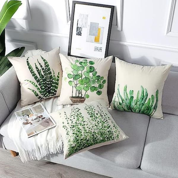 18 in. x 18 in. Green Outdoor Waterproof Throw Pillow Covers