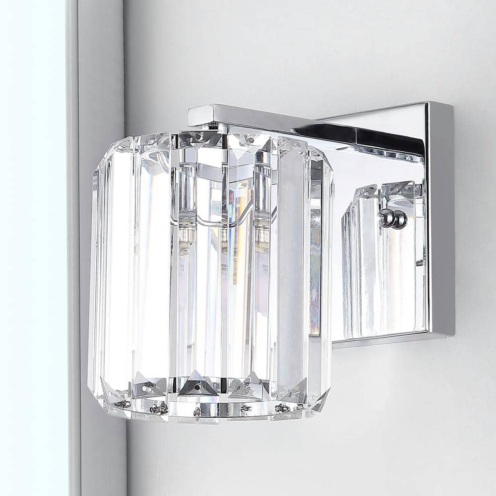 Coco Prism 6.75" Chrome and Clear Glass Glam Vanity LED Light
