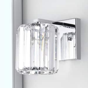 Coco Prism Vintage 4.75 in. 1-Light Chrome Metal/Glass Classic Glam LED Vanity Light