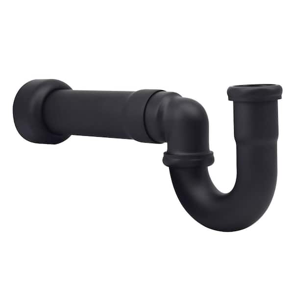 Westbrass 1-1/2" Brass New England Style P-Trap with High Box Flange, Matte Black