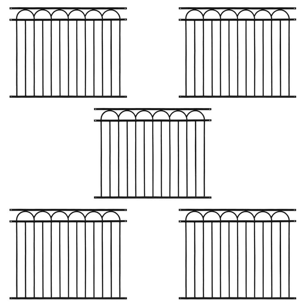Heavy Duty, Anti-Rust 5 ft. x 4 ft. Black Steel Space Bar Arc Decorative Garden Fence Panel (5-Pack) price history on PriceWatchPro