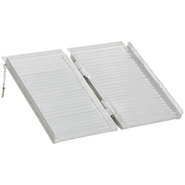 Aoibox Textured Aluminum Portable Wheelchair Ramp Handicap Ramp in Silver Strong Load-Bearing for Home, Steps, Doorways