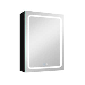 20 in. W x 30 in. H Black Rectangle Aluminum Recessed or Surface Mount Medicine Cabinet with Mirror