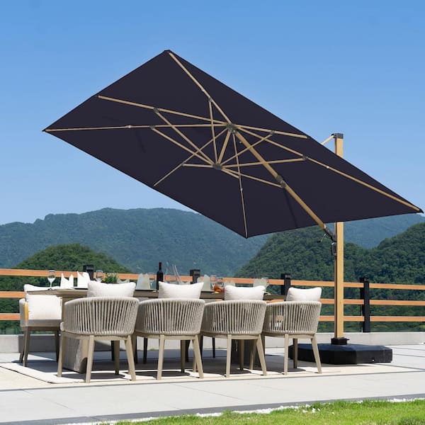 3 tier patio umbrellas Best Choice Products Woodgrain Pattern 10ft 3-Tier Solar Patio Umbrella w/ 24 LED Lights, Tilt
