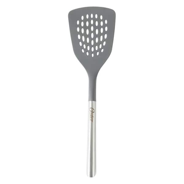 13 Inch Nylon Slotted Turner With Stainless Steel Handle in Silver