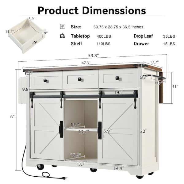 XUJMK 54 in. W x 18 in. D x 37 in. H Linen Cabinet, Kitchen Island