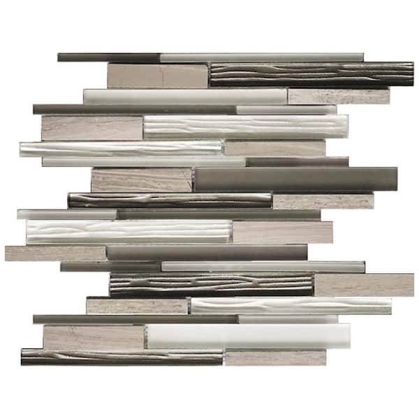 Apollo Tile White 4 in. x 5 in. Honed Marble and Glass Mosaic Tile Sample (0.13 sq. ft./Piece)