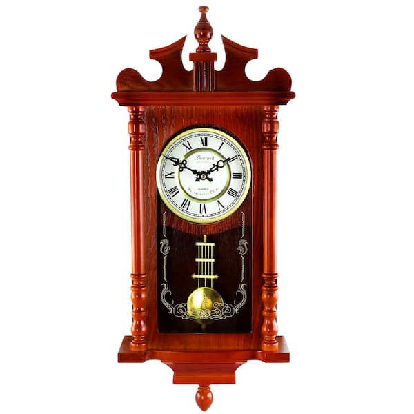 Quickway Imports Vintage Grandfather Wood - Looking Plastic Antique  Pendulum Wall Clock, Silent Wall Mount Battery-Operated, Large Brown  QI004145.L.BN - The Home Depot