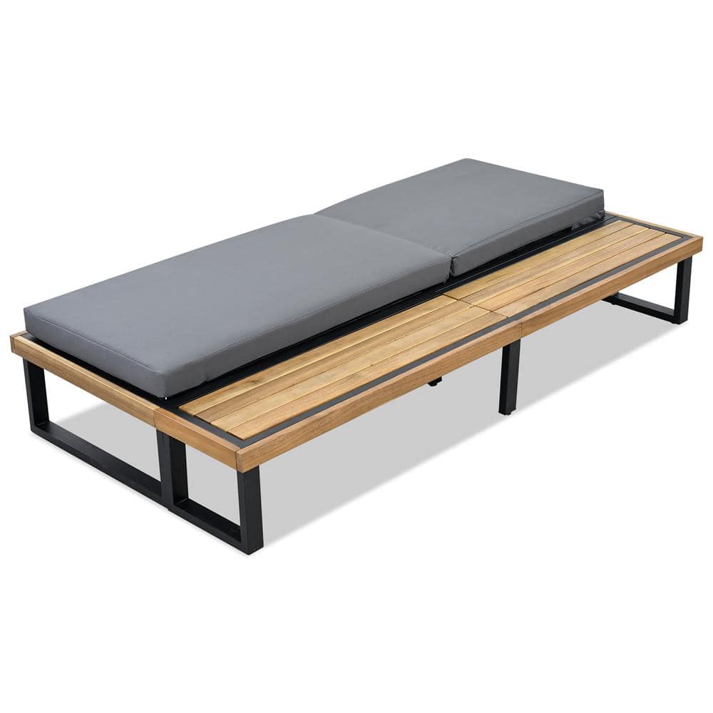 Gray 76.8 in. Patio Wicker Adjustable Outdoor Chaise Lounge Chairs with Gray Cushions price history on PriceWatchPro