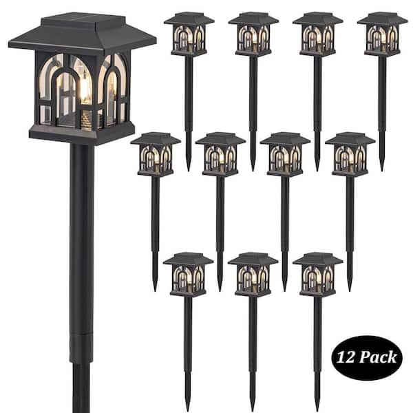 Black 100 Lumen LED Weather Resistant Outdoor Solar Path Lights (12-Pack)
