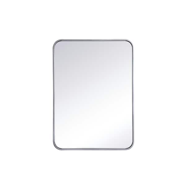 Unbranded Timeless Home 22 in. W x 30 in. H x Modern Soft Corner Metal Rectangle Silver Mirror