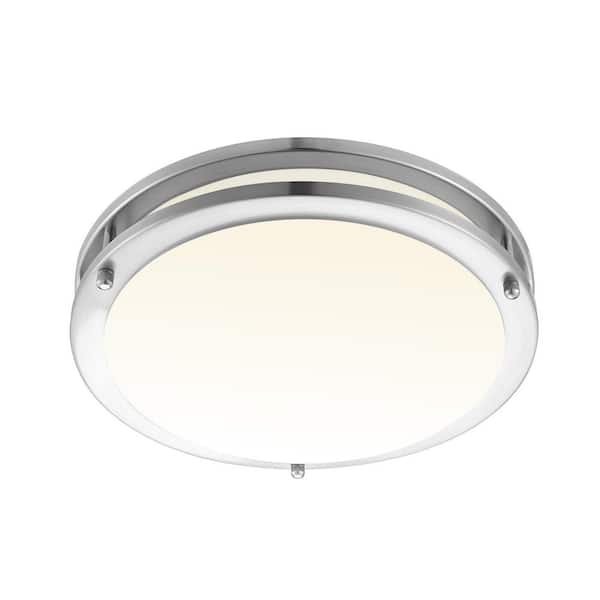 Flex Install 12 in. Saturn Silver Indoor Integrated LED Recessed Flush Mount with 5 CCT and 1200 Lumens