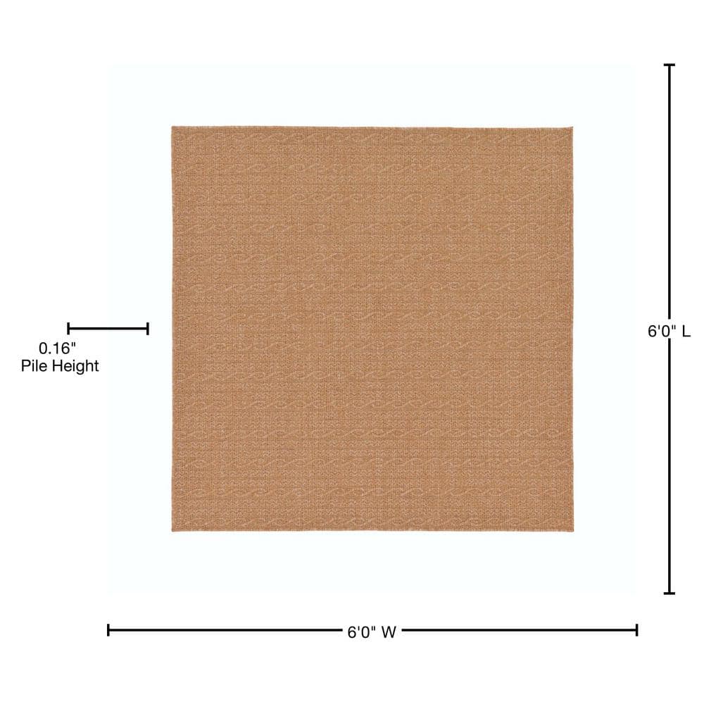 Light Brown Square Outdoor Synthetic Flat Woven Rug