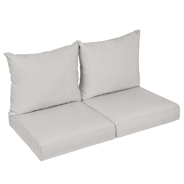 SORRA HOME 27 x 23 x 5 (4-Piece) Deep Seating Outdoor Loveseat Cushion in Sunbrella Essential Flax