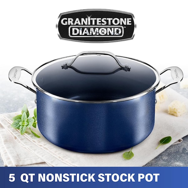 GRANITESTONE Classic Blue 2.5 qt. Aluminum Ultra-Durable Non-Stick Diamond  Infused Saucepan with Glass Lid 7035 - The Home Depot