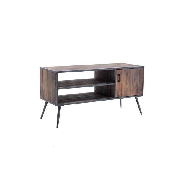 Crawford & Burke Brixton 48 in. Antique Gray Wood TV Stand Fits TVs Up to 50 in. with Storage Doors