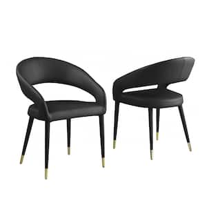 Jacques 32 in. H Faux Leather Black Dining Chairs (Set of 2)