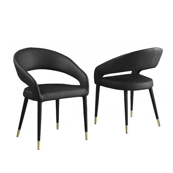 Best Master Furniture Jacques 32 in. H Faux Leather Black Dining Chairs (Set of 2)