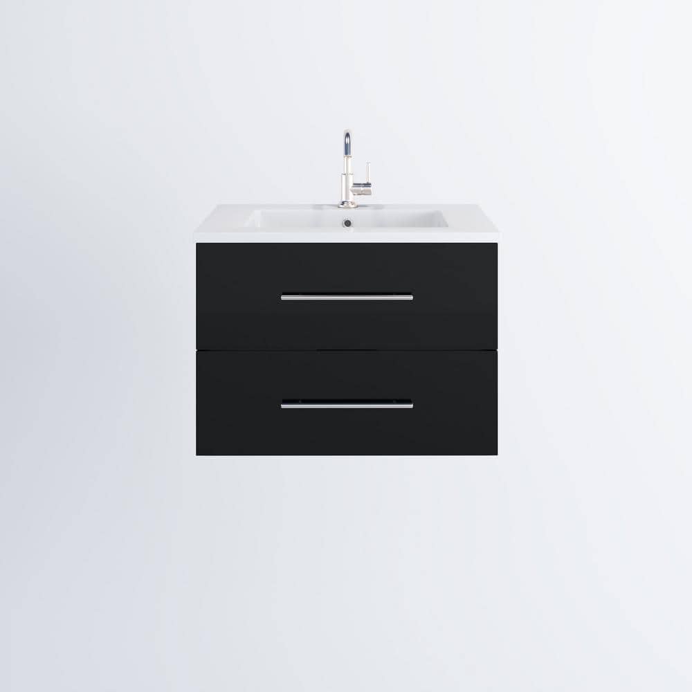 Napa 30 in. W x 20 in. D Single Sink Bathroom Vanity Wall Mounted In Glossy Black with Acrylic Integrated Countertop price history on PriceWatchPro