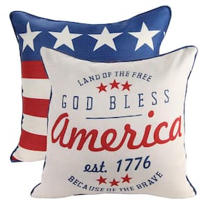18 in. L x 18 in. W x 5 in. T Reversible God Bless America Outdoor Throw Pillow (2-Pack)