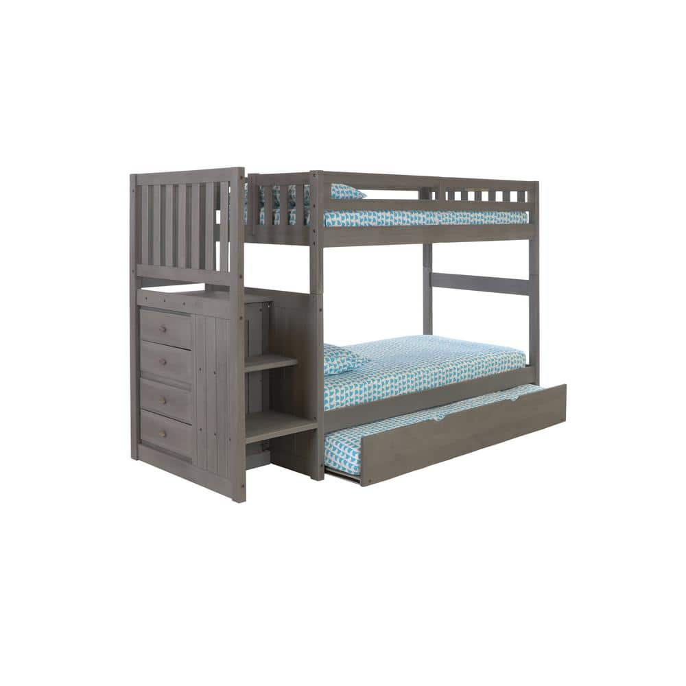 OS Home and Office Furniture Charcoal Twin Over Twin Staircase Bunkbed ...