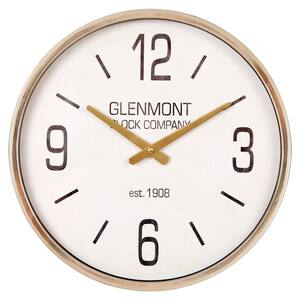 Glenmont Modern Essential Metallic Wall Clock, Gold, 16" x 16"