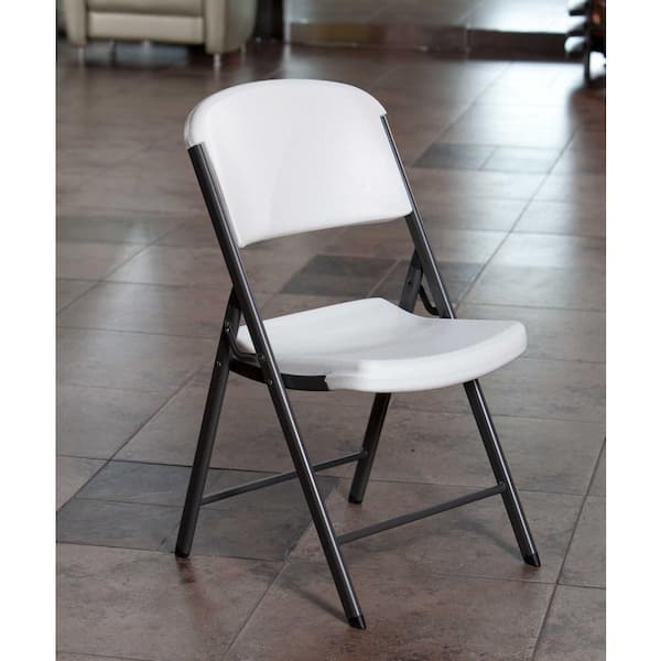 Lifetime White Plastic Seat Metal Frame Outdoor Safe Folding Chair 22804 -  The Home Depot