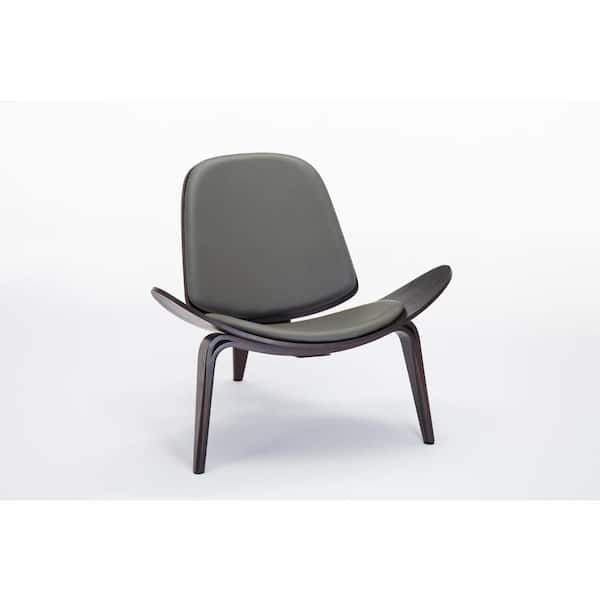 Boraam Shell Dark Walnut and Gray Side Chair