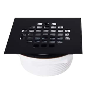 2 in. Schedule 40 PVC Shower Drains with 4-1/4 in. Square Cover in Matte Black