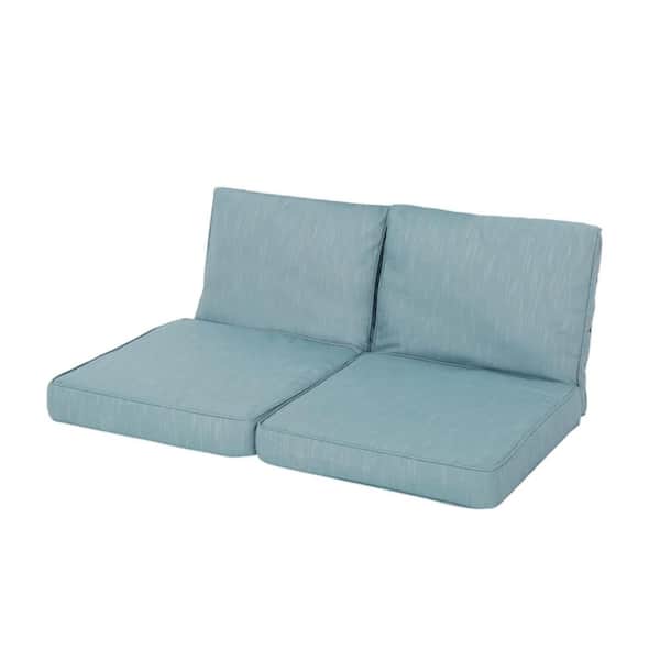 2-Piece 22 in. x 17.75 in. Replacement Outdoor High Back Dining Chair Cushion in Light Blue