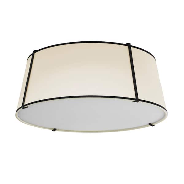 Dainolite Trapezoid 22 in. 4 Light Cream Fabric Flush Mount