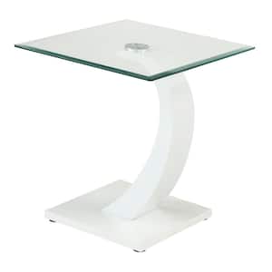 Tafthall 24 in. White Rectangle Glass End Table