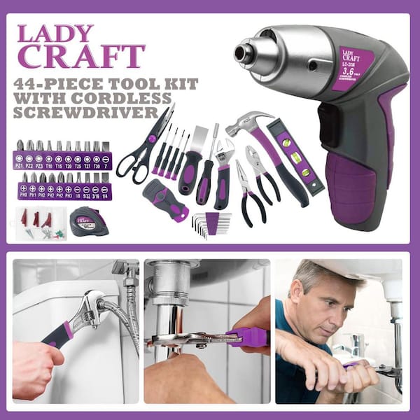 Laybus 44Pcs 4V Cordless Screwdriver Tool Kit Set, Home Repair Set