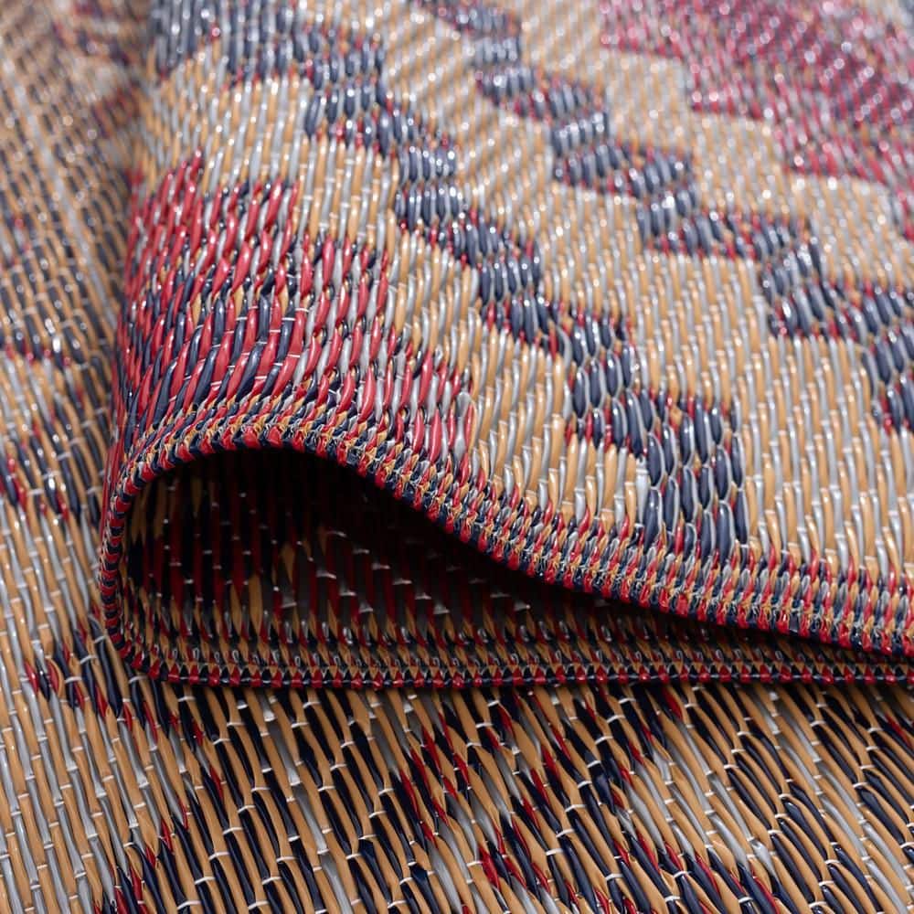 Sunset Burgundy Geometric 6'x9' Synthetic Indoor/Outdoor Rug
