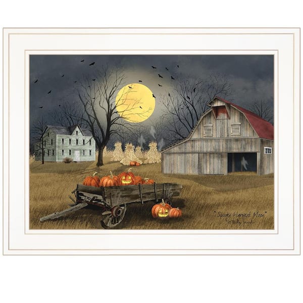 HomeRoots Charlie Spooky Harvest Moon 1-Piece Framed Wall Art 15 in. x 19 in.