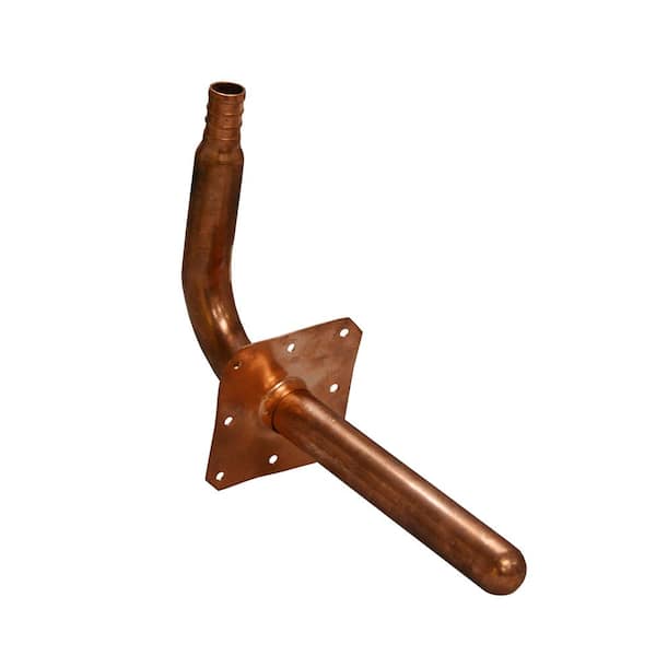 JONES STEPHENS 1/2 in. Crimp PEX (F1807) x 3-1/2 in. x 6 in. Copper Stub Out 90° Elbow with Square Mounting Flange
