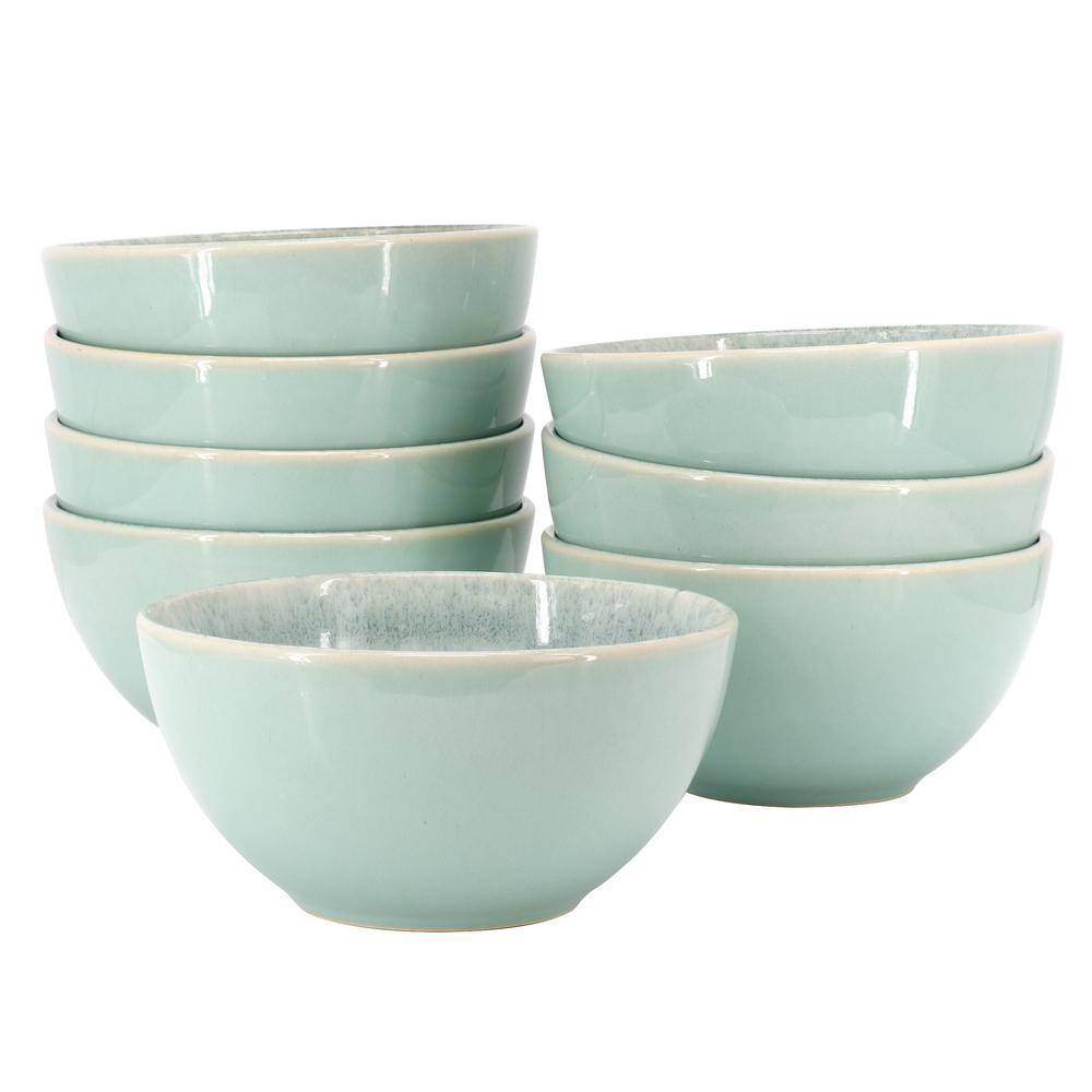 Bake and Serve 6-Pack Geometric Matte 13 oz Oven Safe Ceramic Cereal Dessert Bowls, Blue 5.3 inch