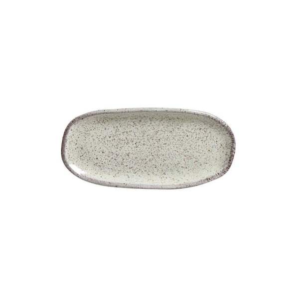 6.49 in. Pistache Teal Stoneware Shallow Oval Platter Organic (Set of 4)