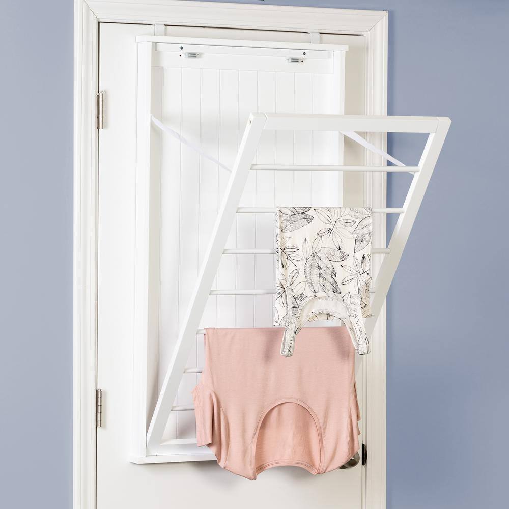 White Collapsible MDF and Steel Wall-Mount Drying Rack